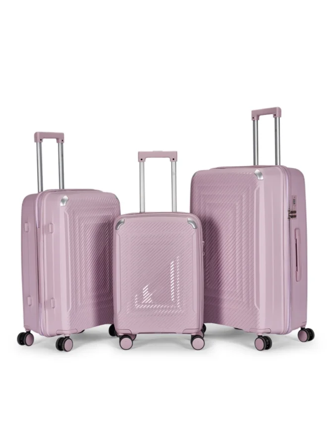 ليمرا طقم شنط سفر مكون من 3 حقائب أمتعة بعجلات و بتصميم صلب وقوي مصنوع  من مادة البولي بوربلين لون بنفسجي